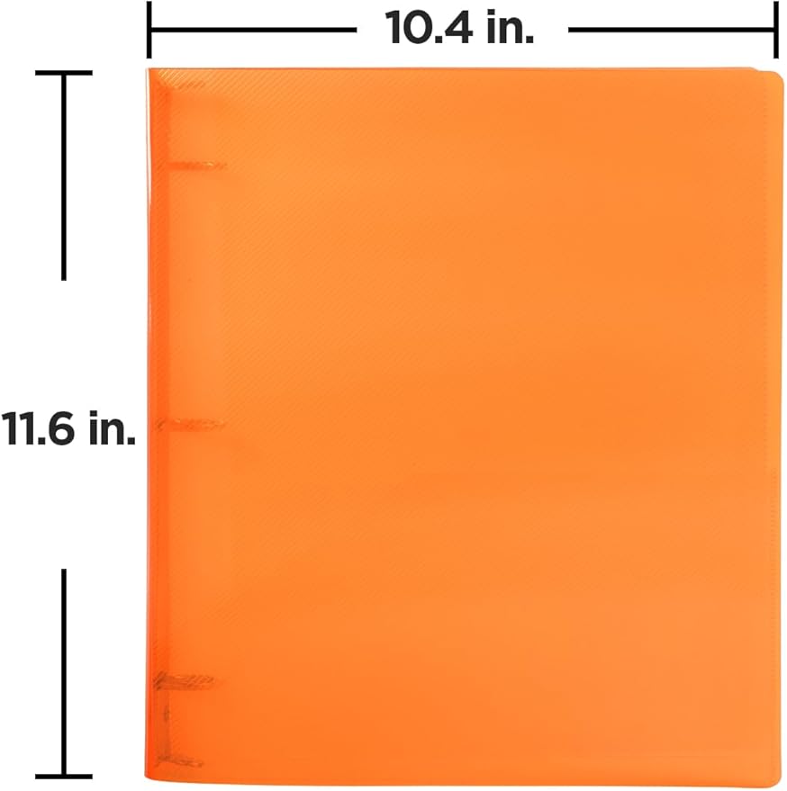 JAM Paper Plastic 1 inch Binder - Orange 3 Ring Binder - Sold Individually