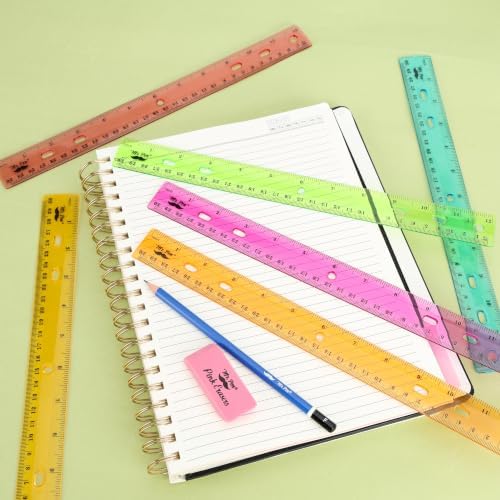 Mr. Pen- Transparent Rulers with Holes for Three-Ring Binders, 12", 6 Pack
