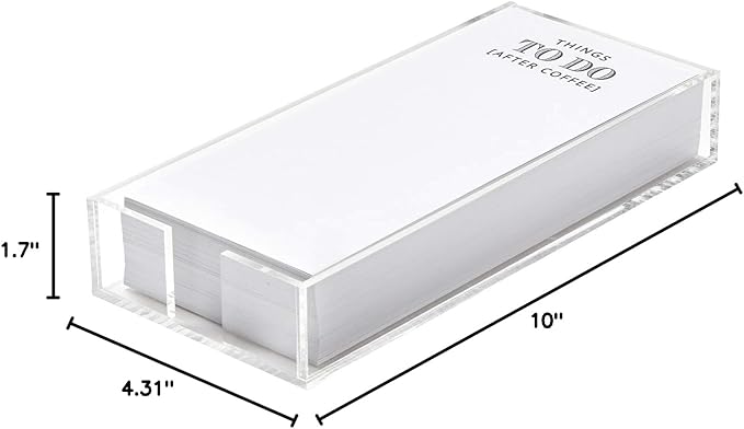 Santa Barbara Design Rectangular Acrylic Notepaper Holder with 125 Sheets Heavyweight Paper, 10" x 4.5", After Coffee