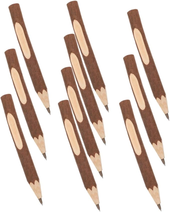 Healeved Wooden Ballpoint Pens Natural Tree Bark Texture 13cm Biodegradable Ballpoint Pen 10pcs Comfortable Grip for Office and School Use