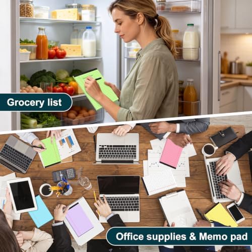 7 PCS Note Pads 5x8 Small Legal Pads 210 Sheets, Perforated Small Notebook Notepad 5 x 8 ,College Ruled Lined Paper Pads 80GSM, Mini Hard Backing Writing Pads Memo for Work School &Office Supplies-Multicolor