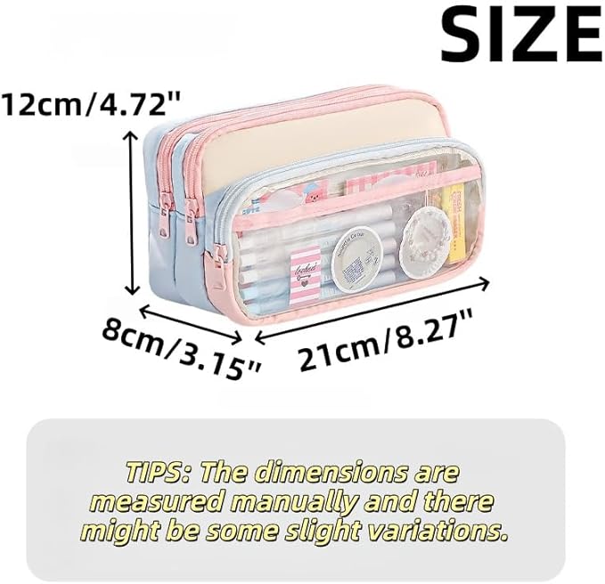 4-Layer Transparent Large Capacity Pencil Case - Ins Aesthetic Japanese Style Makeup & Supplies Organizer Pouch (Brown)
