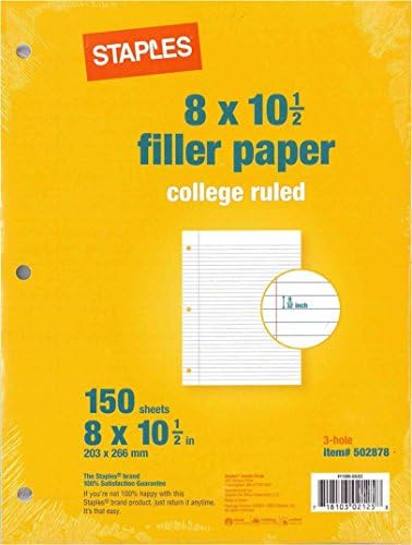 8 X 10 1/2 Filler Paper - College Ruled 3-hole 150 Sheets (Pack of 2)