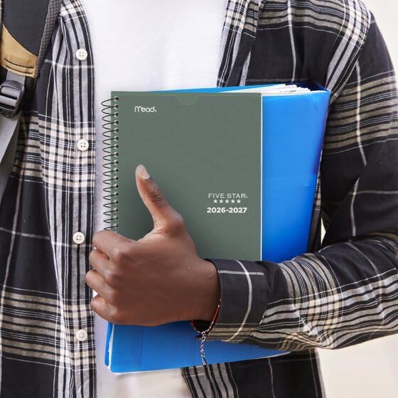 Five Star® Customizable Academic 2026-2027 Weekly Monthly Student Planner Plus Study App, Color May Vary, Small, 5 1/2" x 8 1/2"