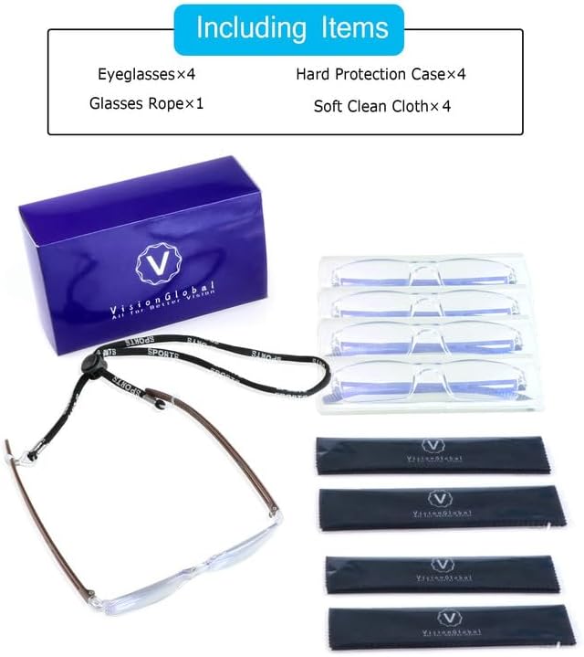 LifeArt 2/4 Pairs Reading Glasses, Blue Light Blocking Glasses, Computer Glasses for Men and Women, Rectangle Eyewear Frame
