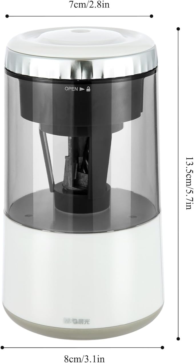 M&G White Electric Pencil Sharpener, Portable Automatic Pencil Sharpener for Colored Pencils, Auto Stop,Fully Automatic Sharp & Fast, USB Operated for 7-8mm Pencils for Kids, School, Office, Home