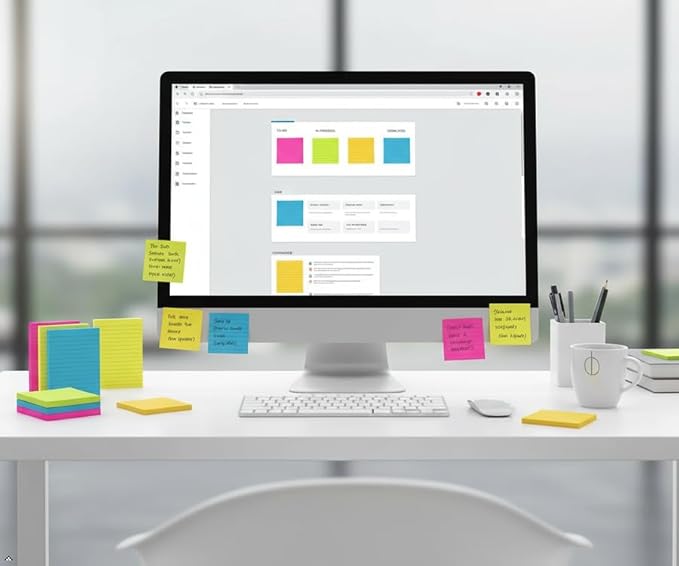 (12 Pack) Lined Sticky Notes 3x3 in,Notepads with Lines,Ruled Stickies Super Sticking Power,Office School Memo Note Pads Bright Colors,Post on Windows Doors,Recyclable,Easy to Write on