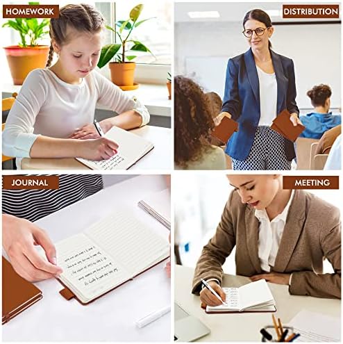 feela 3 Pack Pocket Notebook Journals, Mini Cute Small Journal Notebook Bulk Hardcover College Ruled Notepad with Pen Holder for Office School Supplies, with 3 Black Pens, 3.5”x 5.5”, A6, Brown