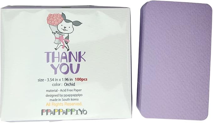 PPAPPAPPIYO 3.5x2 rounded corner index cards180gsm Thick Cardstock, Blank Colored Flash Cards for Study, Notes, Business Cards & Labels, Small Notecards 100 Pack (Lavender)