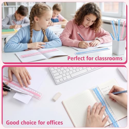 Grevosea 2 PCS Rulers 12 Inch Flexible Ruler Clear Plastic Ruler