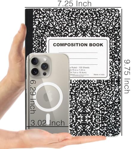 Trail maker 5 Pack Composition Notebooks, Wide Ruled Marble Cover, 200 Pages (100 Sheets), 9.75 x 7.25, Bulk School Supplies for Classroom, Office & School Donations
