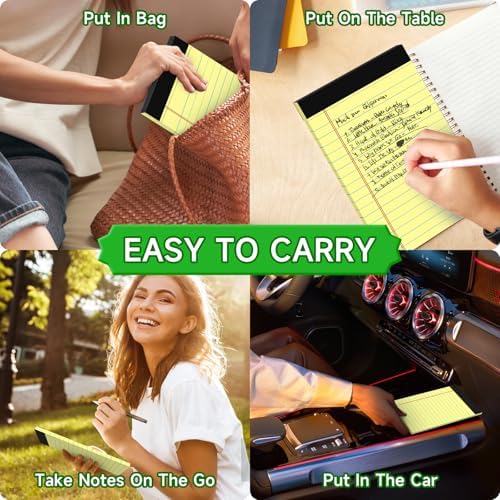 48 Pack Legal Pads Bulk,5 x 8 Inch Yellow Notepad, Note Pads College Ruled Perforated Memo Pad for Work Study Daily Note Taking List, Lined Writing Pads Memo Refills Notepads for Office Home School