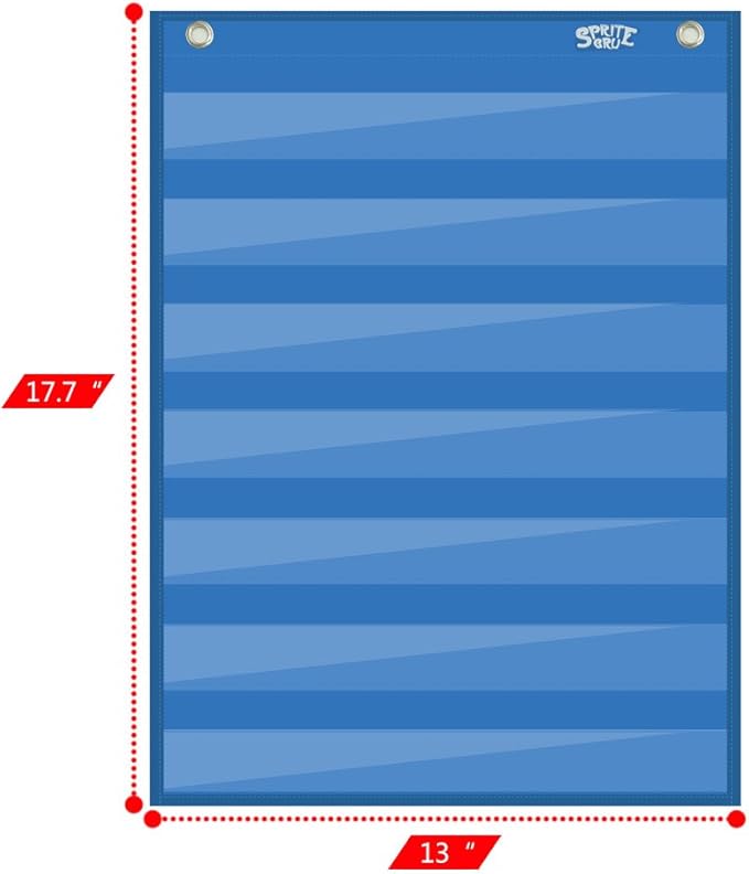 Magnetic Pocket Chart with 10 Dry Erase Cards for Standards,Daily Schedule,Activities,Class demonstrations (Blue)