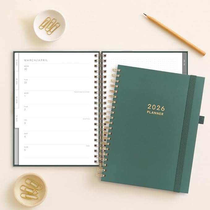 And Per Se 2026 Planner, A4 Size-Daily, Weekly & 18-Monthly Planner, Daily Schedule, Monthly Tabs, 100 GSM Thick Paper(Forest Green)