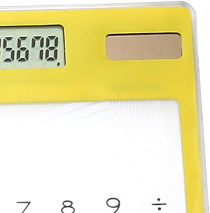 Solar Powered Calculator, Touch Screen 8 Digit LCD Display, Transparent Calculator for Office School Home with Lightweight and Compact Designf Business People and Family Use