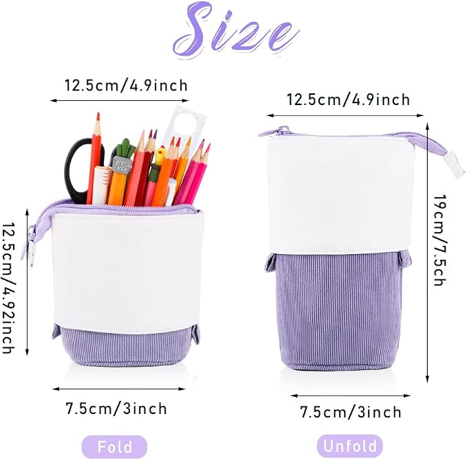 Oyachic Stand up Pencil Case Standing Pencil Holder Transformer Pencil Pouch Telescopic Pen Bag Cute Makeup Bag Cosmetic Organizer Bag Box for Women