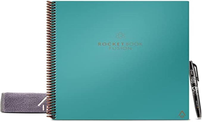 Rocketbook Fusion Smart Reusable Letter Size Notebook, 7-Subject, 8-1/2" x 11", 21 Sheets, Teal