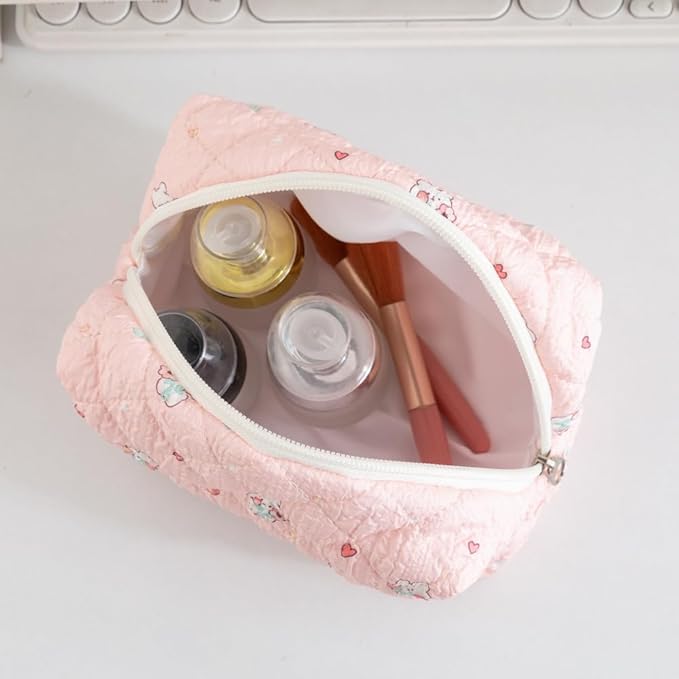 Cute Pencil Case, Bow Makeup Pouch Soft Cotton Storage Bag Travel Toiletry Organizer Zipper Pencil Case(Black Bow)