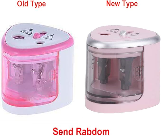 Electric Pencil Sharpener BE-TOOL 2 Holes Automatic Desk Pencil Cutter Battery Operated for Kids School Classroom Office Home and Stationery Gifts Pink