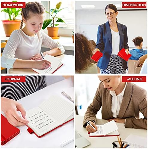 feela 3 Pack Pocket Notebook Journals with 3 Black Pens, A6 Mini Cute Small Journal Notebook Bulk Hardcover College Ruled Notepad with Pen Holder for Office School Supplies, 3.5”x 5.5”, Red