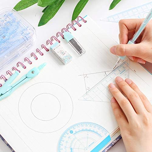 LABANCA 8 Pcs Compass Set with Protractor for Math Geometry Set Drawing Compass, Rulers, Pencil, Eraser Green