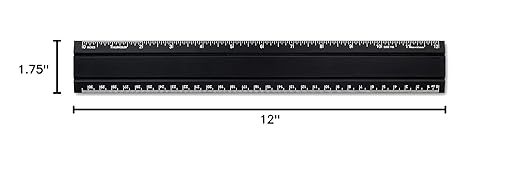 Alumicolor Aluminum Office Ruler, 12IN, Black
