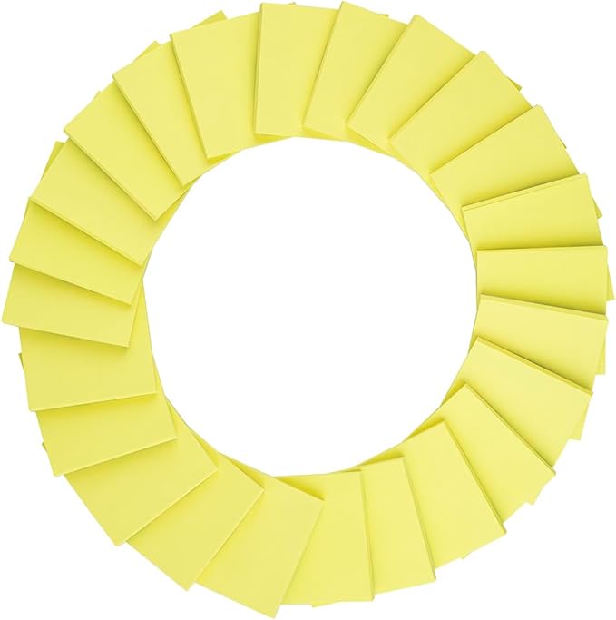 (24 Pads) Sticky Notes 3x3 in Yellow, Strong Adhesive, Clean Removal, Recyclable, Self-Stick Pads, Easy to Post for Home, Office, Notebook