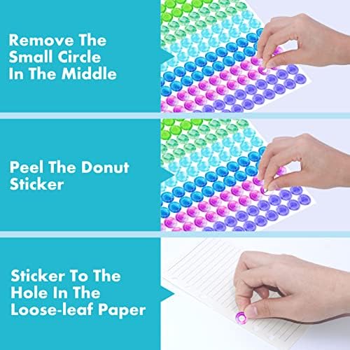 3000 Pack Hole Reinforcement Stickers, 10 Watercolor Designs Paper Hole Protectors Self-Adhesive Hole Punch Reinforcement Circle Labels for Loose-Leaf Paper Sheets (Outer 0.5”, Inner 0.25”)