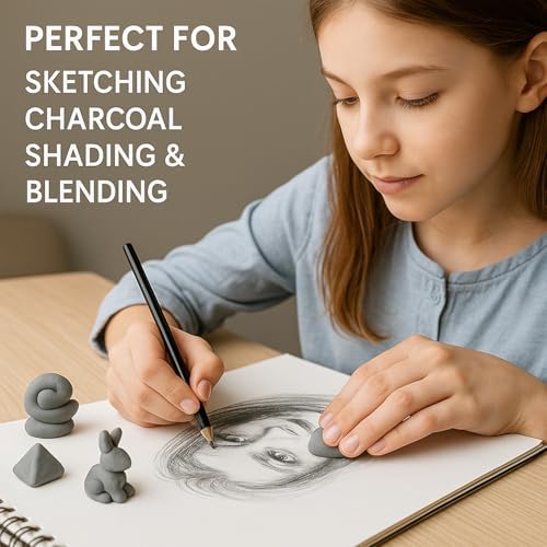 Kneaded Erasers, 24 Pack – Grey, Moldable & Kneadable Art Erasers for Drawing, Sketching, & Artist Use, Perfect for Artists, Drawings, & Crafting
