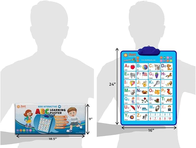 Just Smarty Interactive Alphabet Wall Chart | Talking ABCs & 123s Music Poster with Interactive Light | Toddler Alphabet Learning | Best Educational Gift for Boys & Girls Ages 2 3 4 5 | Letter Sounds