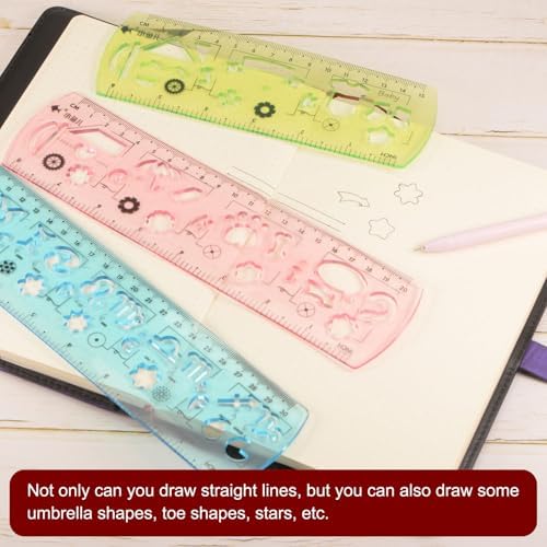 HARFINGTON 2pcs Unbreakable Flexible Rulers 30cm/12 Double Scale Shatterproof Folding Plastic Ruler for Classrooms Home Office, Light Blue