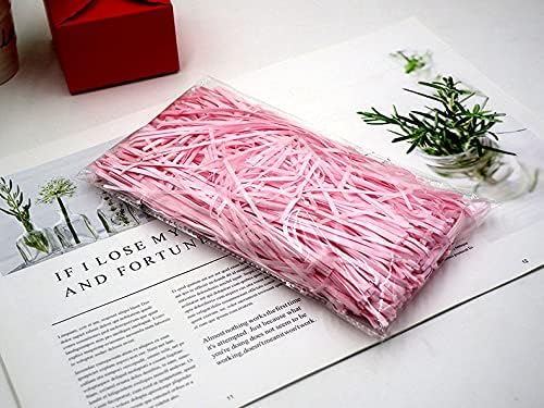 Raffia Paper Shreds, 100g Valentine's Day Shredded Paper for Gift Box, easter grass Filler for Gift Wrapping & Basket Filling(Pink)