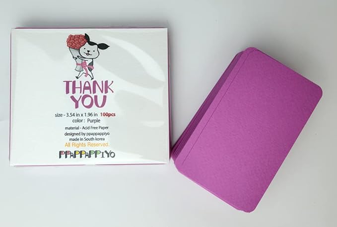 PPAPPAPPIYO 3.5x2 rounded corner index cards180gsm Thick Cardstock, Blank Colored Flash Cards for Study, Notes, Business Cards & Labels, Small Notecards 100 Pack (purple)