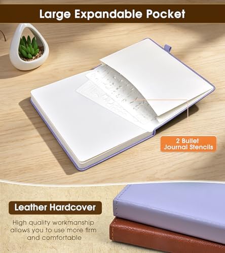 Journal Notebook, A5 Leather Hardcover Blank Sketchbook, 160 Pages, 180° Lay-Flat Binding, 100 GSM Thick Paper, for Sketching, Drawing, Art Journaling & Creative Writing (Purple)