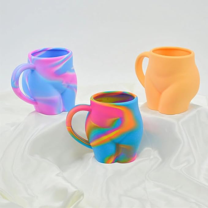 Coffee Mug 360ml:Hippie Hops - Silicone Handled Unbreakable Cups, Hot/Cold Drinks, Dishwasher-Microwave-Freezer-Oven Safe (Pink blue)