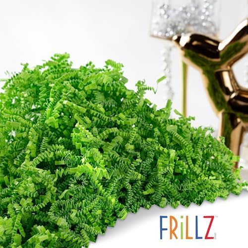 FRILLZ Crinkle Paper Filler - 1 LB Lime Green Shredded Paper for Easter Baskets, Basket Filler for Birthday, Weddings, Anniversaries, and other gifts. Eco-Friendly. Made from US materials.