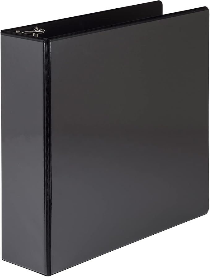 Samsill 4 Inch 3 Ring Binder, Economy Round Ring, Clear View Cover, 675 Sheet Capacity - for School, Home, Office - Charcoal Black