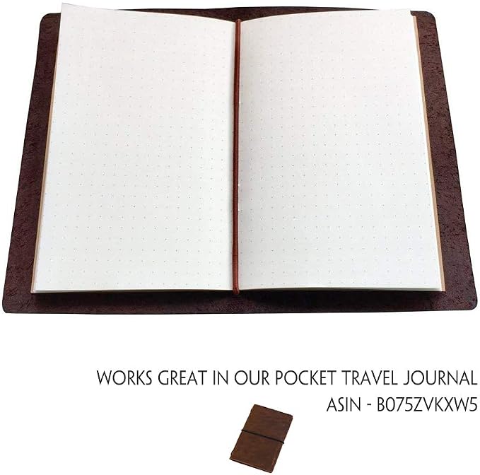 Dotted Notebook Journal, Pocket 3.5 x 5.5 Memo Book - Thick Dot Grid Paper - Total 192 Sheets / 384 Pages
