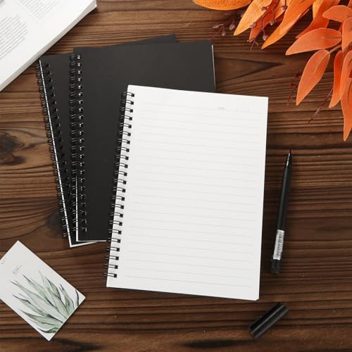 MIVIDE 24 Pack Black A5 Spiral Notebook, 8.2 x 5.7 Inch 60 Pages Hardcover Spiral Lined Notebook Journal, Lined Travel Bulk Writing Paper Notebook for School Business Office Supplies