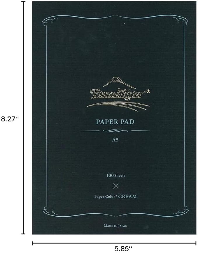 Tomoe River FP 52gsm Glue-bound Paper Pad by SANZEN, 5.85 x 8.27 Inches (A5-size), Cream, 100 Sheets (SR-A5LC)