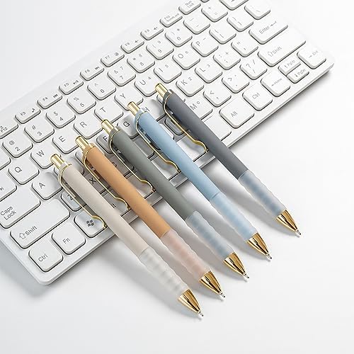 Linbsunne Ballpoint Pens Black Medium Point 1mm with Super Soft Grip Ball Point Pen for Men Women Retractable(gold-18 pcs)