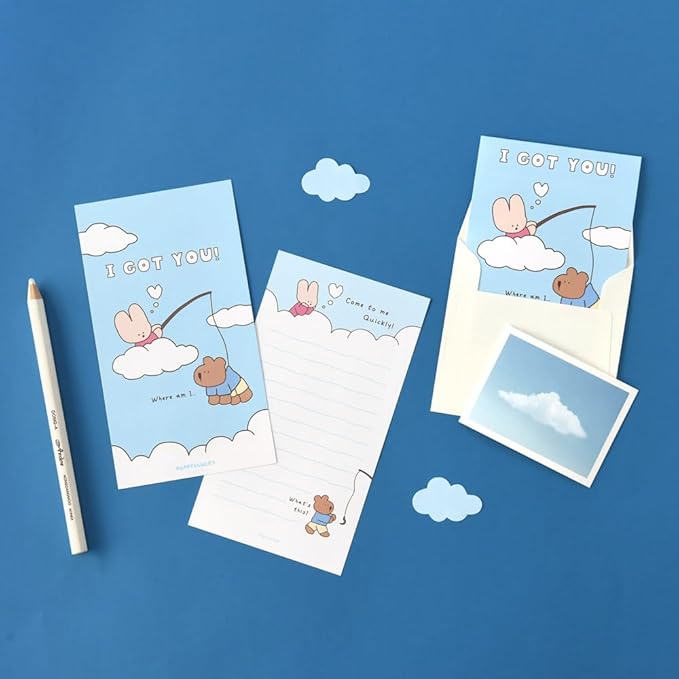 Monolike Happy and Lucky Littles Series.1 Mini Letter Paper and Envelopes Set - 8Type, 32 Letter Paper + 16 Envelopes