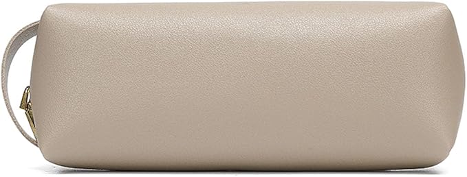 Pencil Case Soft School Pencil Pouch Bag for Easy Carry Stylish and Durable (Khaki,Faux leather)
