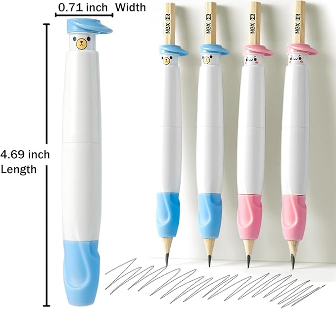 Pencil Grips for Kids Handwriting, Pencil Grippers/Holder, Writing Posture Correction for Toddler/Preschool, Homeschool Education, can Serve as Mechanical Pencil & Pencil Extender (2PCS,Blue, Blue)