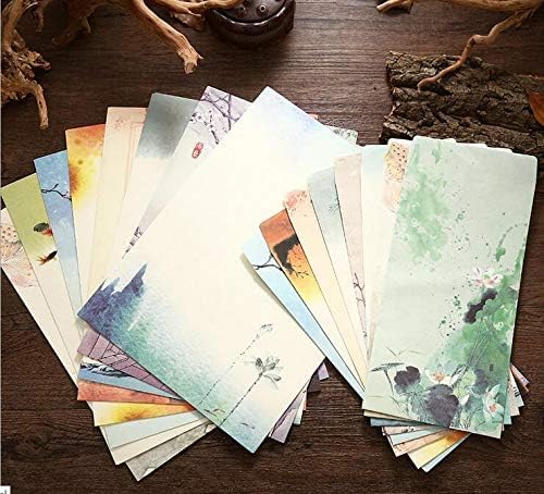 Retro A4 Stationery Paper and Envelopes Set,Letter Paper and Old Age Paper,Writing Paper and Printer Paper,32 Sheets Stationary Paper and 12 Envelopes(Retro)
