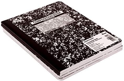 Mintra Office Composition Books - Sturdy Flexible Cover (4 Pack, Black Marble Comp - College Ruled)