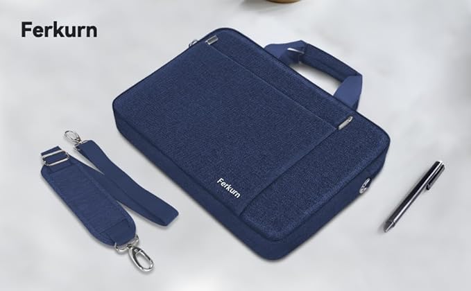 Ferkurn Laptop Bag Case for Women Men Computer Bag Compatible with HP Envy Pavilion Omen/LG Gram/MSI/Dell Inspiron XPS/Lenovo/Acer, Shoulder Strap Carrying Messenger Briefcase, Blue, 17 17.3 Inch