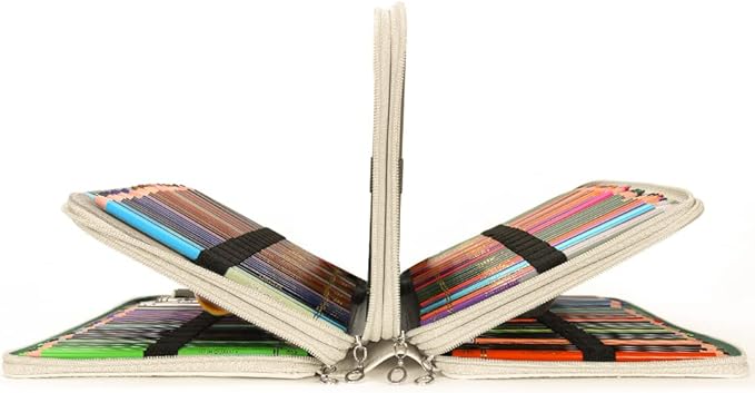 Vomgomfom 300 Slots Marker Bag, 4-Layer Zipper Portable Art Supply Organizer, PU Leather Large Capacity Marker Case Holds 100 Markers or 300 Colored Pencils with Handle (White)
