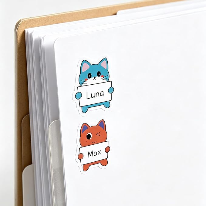 Name Label for Kids, Cat Name Tags Stickers for Classroom Hello My Name is Cute Personalized to Design Water Bottle, Lunch Box, Laptop, School Supplies, Camping, Cup, by HHSSALIN (90)
