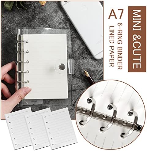 DY.2ten Refillable A7 Notebook Set, 3 Pack Lined Refill Paper, A7 Clear Zipper Binder Pockets, Dividers, Ruler Marker, Paper Refill for 6-Ring Binders Planner Notebook